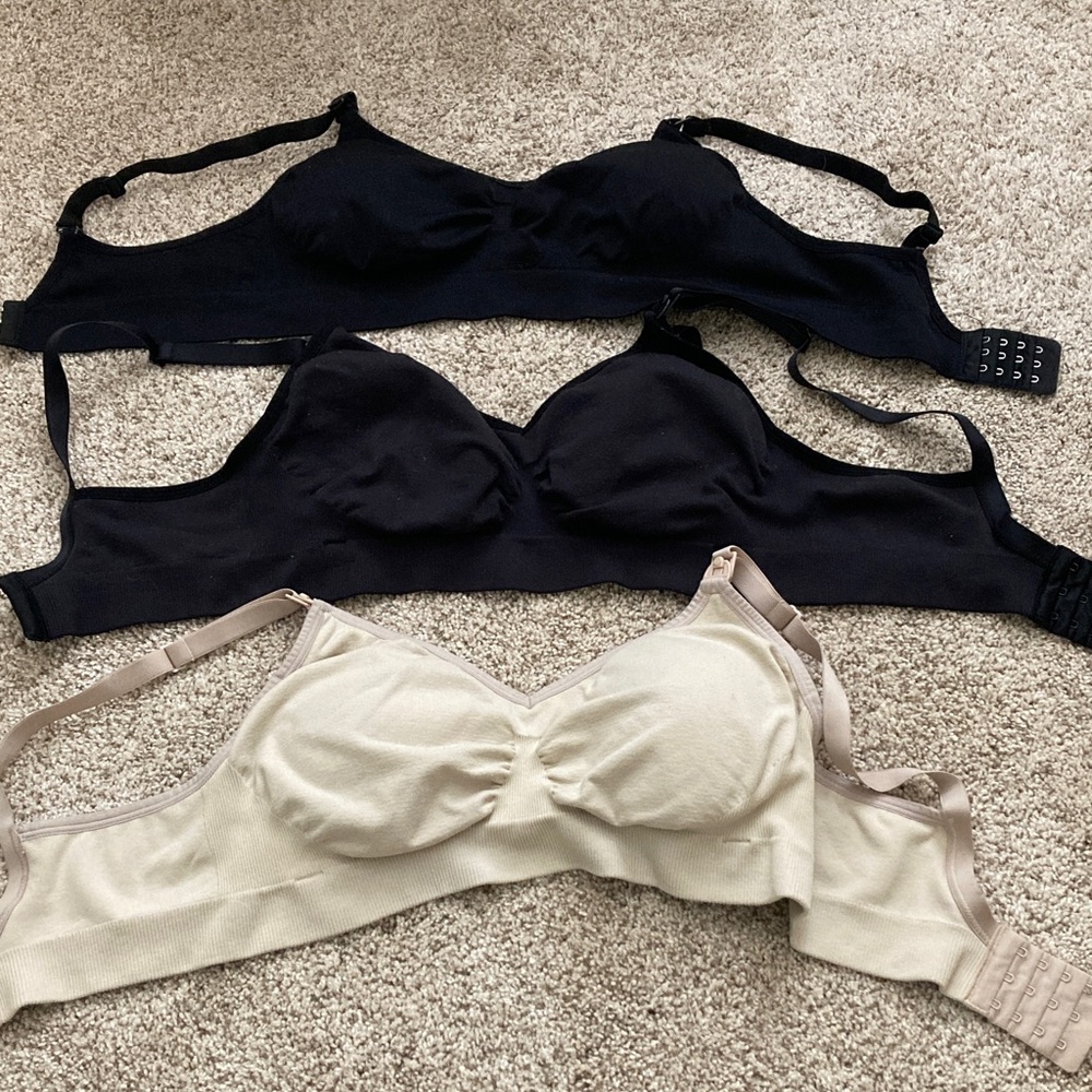 Bravado Basics Nursing Bra Bundle Black and Beige Plus Bonus Off Brand Black